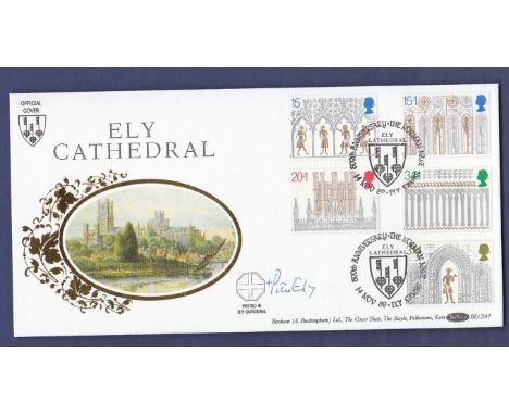 Great Britain - 1989 14th Nov Christmas Benham FDC signed by Peter Ely Posted Ely Cathedral. With Special hand stamp. Printed