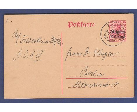 WWI Feldpost with division stamp, 'OB. KOMM. IV. Armee dated 13.12.14, sent to Berlin.