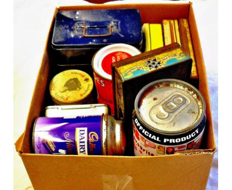 Vintage Tins an interesting lot - Containers old and vintage includes: Cadburys, Farrahs, Wills and other smoking brands. Ove