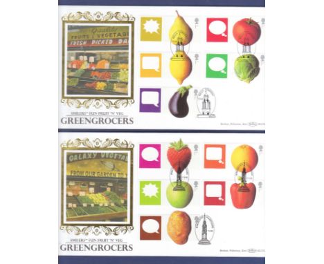 Great Britain - 2006 7th March Benham FDC with special hand stamp fruit and veg. Pair of covers. Printed address.