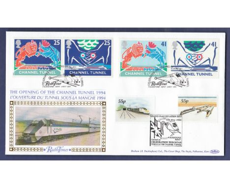 Great Britain - 1994 3rd May Channel Tunnel FDC carried on Euro Star through the Channel Tunnel, special hand stamp. Plus two