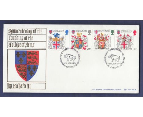 Great Britain - 1984 17th Jan College of Arms. AQ Bradbury official FDC with Richard III society centenary special hand stamp