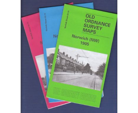 Norwich 1905- "Old Ordnance Survey Maps" (3) Reprints of the originals by Alan Godfrey Maps. Covers Norfolk Sheet 63.10, 63.1