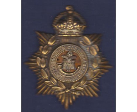 Duke of Cornwall's Light Infantry Helmet Plate. Kc