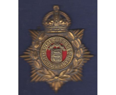 Royal Guernsey Light Infantry Helmet Plate. Kc