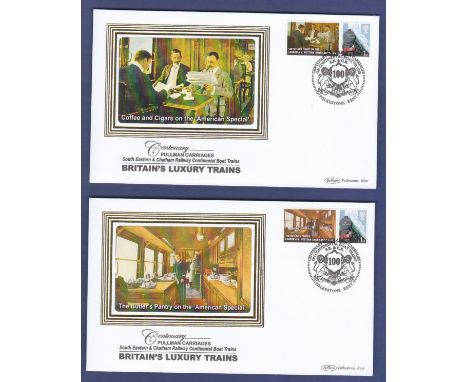 Great Britain - 2010 21st March Britain's luxury Trains set 4 commemorative covers Benham with special hand stamp. Printed ad