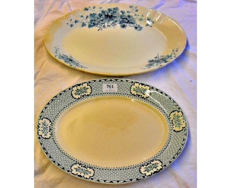 Two Large Serving Plates with a Three Piece Tea set with an interesting pattern. Nice lot.