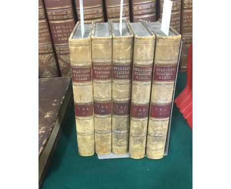 Spenser, Edmund. The Poetical Works, 5 volumes, half-titles, engraved portrait frontispiece, occasional spotting, contemporar