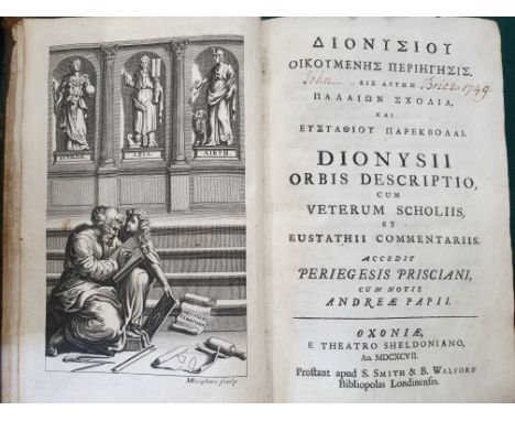 Dionysius, Periegetes. Orbis descriptio: Commentario critico and geographico, engraved portrait frontispiece, 4 folding engra