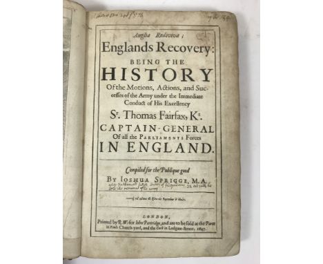 Sprigge, Joshua. Anglia Rediviva; Englands Recovery: Being the History Of the Motions, Actions, and Successes of the Army und