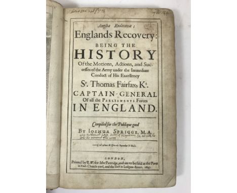 Sprigge, Joshua. Anglia Rediviva; Englands Recovery: Being the History Of the Motions, Actions, and Successes of the Army und