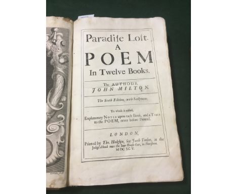 Milton, John. Paradise Lost. A Poem In Twelve Books, sixth edition, engraved portrait frontispiece, laid down, fore-edge shav