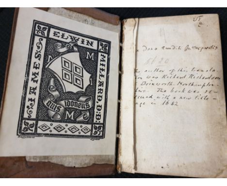 Butler, Charles. Monarchia Foeminina, sive Apum Historia... interprete R. Ricardi,   presentation copy from the translator, l