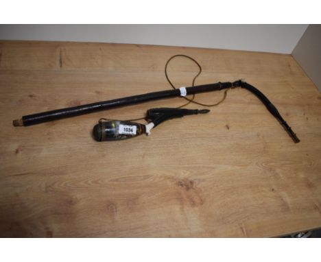 A continental porcelain and wood ornamental tobacco pipe(AF)