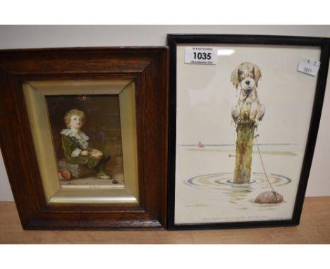 Two framed prints, one entitled 'Bubbles' the other A Harold Earnshaw 'cute dog' print.