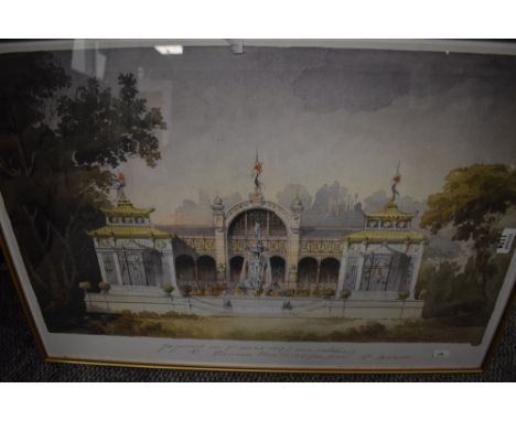 After Felix Vionnois (19th century) a coloured print, architectural study of an Avairy, Ecole Nationale Superieure des Beaux-