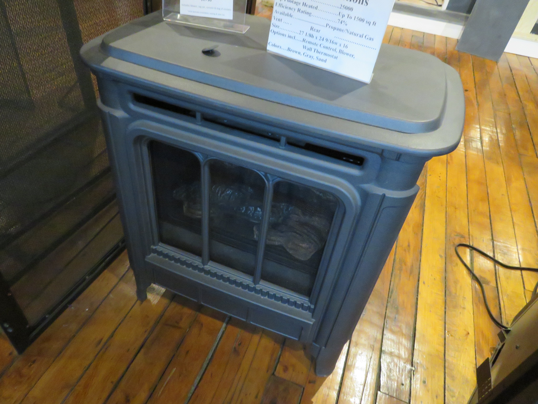 Hampton H27 Gas Stove Medium in Charcoal Gray w/Blower, Log Set