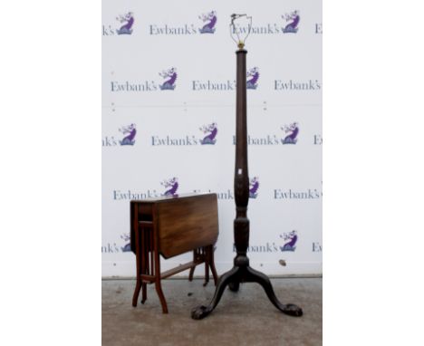 Mahogany Sutherland table and a mahogany standard lamp base