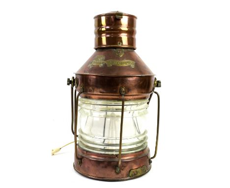 19th century copper and brass ships lantern 'Anchor' 