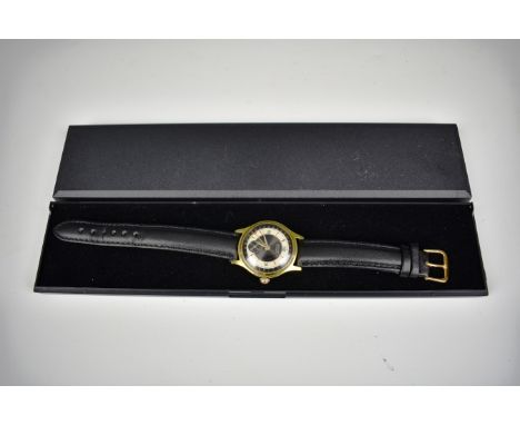 A Meister Anker 1950s gents manual wind wristwatch 15 jewel movement, two-tone black and silver 28mm. dial with sub seconds a