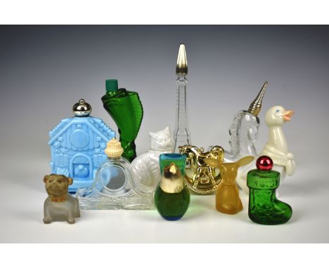 A group of vintage collectable Avon cologne bottles comprising of Duck; Bird; Cat; Dog; Fawn; Fish; Unicorn; Rocking Horse; C