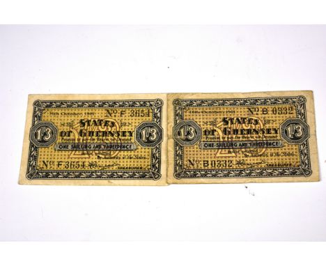 BRITISH BANKNOTES - Guernsey States (German Occupation) One Shilling and Sixpence (2) both dated 1 October 1941, (McCammon GN