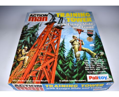 A boxed Action Man Training Tower with Escape Slide and Crane by Palitoy. 