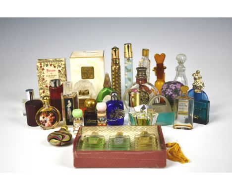 A collection of vintage miniature perfume/scent bottles to include Devon Voilets by Zenobia; Lauren by Ralph Lauren; Versage 