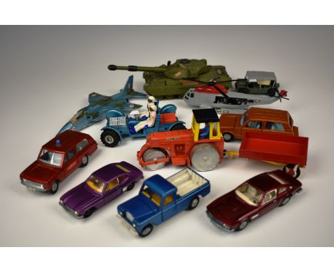 Dinky - twelve various Dinky vehicle to include lunar Roving vehicle; Tank; Jaguar Jet; Range Rover, etc etc. 