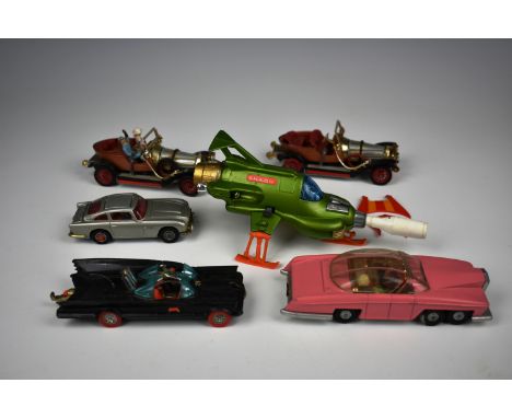 Dinky &amp; Corgi - TV-Related models comprising of Corgi Batmobile (267) 1979-80 (viii), gloss black body, red 'Bat' logo on