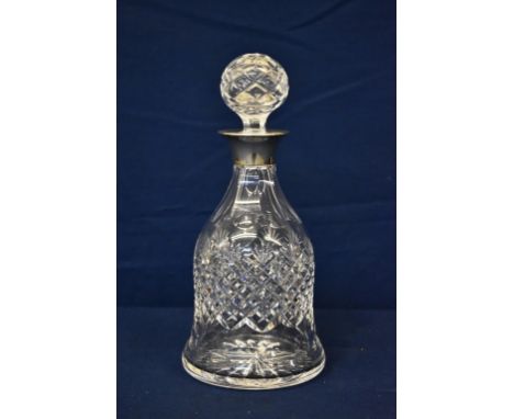 A modern cut glass decanter with silver top, Camelot Silverware 1995 Sheffield