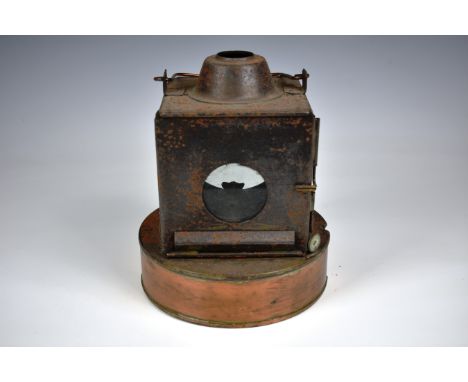 Railwayana - GWR Great Western Railway square section signal lamp the lamp stamped 'GWR READING', the adjuster dial 'SHERWOOD