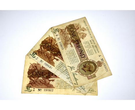 BRITISH BANKNOTES - United Kingdom of Great Britain and Ireland - One Pound (3) N.F. Warren Fisher, 1919-23, E/98 193023 - W/
