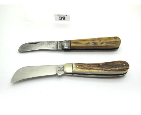 Lockwood Brothers Sheffield Pruner, stag scales, n/s bolster, 11cm; J. Allen and Sons, one blade, stag scales, metal bolster 