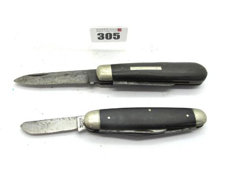 Rodgers 'Cutlers to His Majesty', three blades, horn scales ,brass linings, nickel silver bolsters, one stamped '1939', 9cm; 