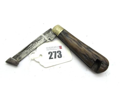 F. Newton, Sheffield Wood Scribe (Rase or Raze), one blade with 'U' shape end, used for scribing barrels, etc, stag scales, b