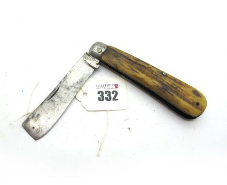 Sailor's Knife, (name indecipherable), Sheffield made, with stag scales, 12cm closed.