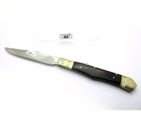 Lock Knife, polished horn scales, n/s bolster, (no name), 16.6cm.