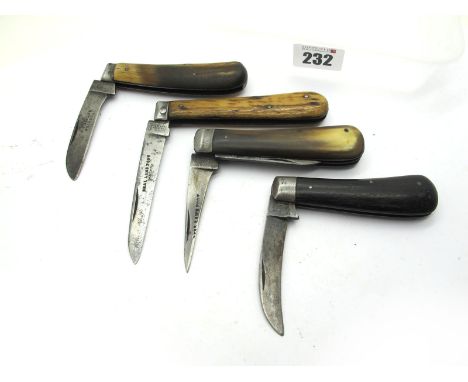 Pocket Knives - C.S. Bailey, Bristol, one blade, horn scales, 9cm closed; A Hudson, Sheffield, two blades, horn scales, singl
