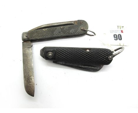 Wilson Sheffield Crows Feet 1946, one blade, can opener, screwdriver, lanyard ring 10cm; unnamed Jack Knife, Boy Scout stampe