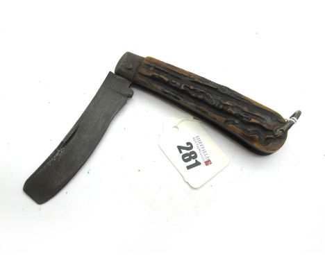 Sailor's Knife; T. Turner &amp; Co, Best Steel, stag scales, lanyard ring, 12cm closed.