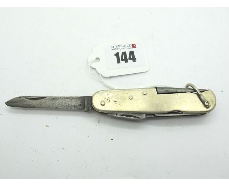 Morton &amp; Sons, Sheffield; Multi Blade, with two blades, scissors, tin opener, bottle opener, corkscrew, awl and spike, ni