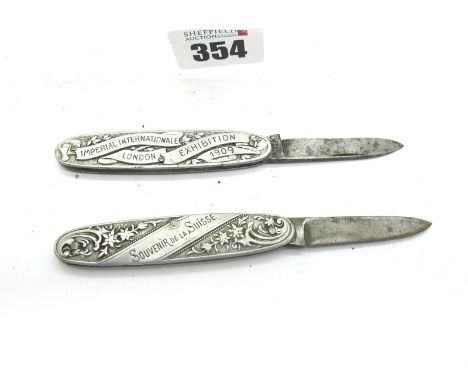 A. Feist &amp; Co Solingen, embossed scales 'Souvenir de la Suisse', one other Imperial Internationale, London Exhibition 190