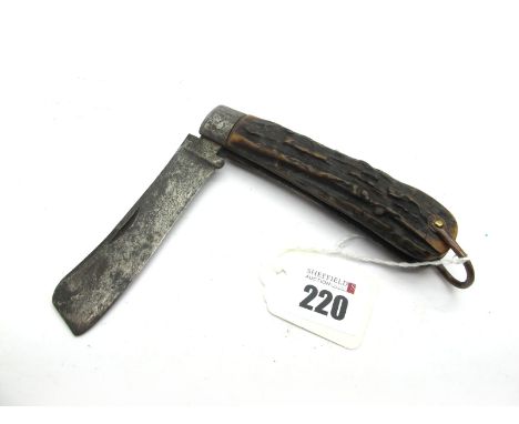 Sailor's Knife; T. Turner &amp; Co Best Steel (Encore), stag scales. copper lanyard ring, 12cm.