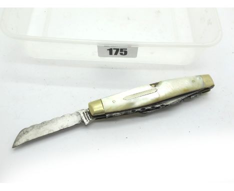 G. Ibberson; A Three Blade Knife, with (damaged) mother of pearl scales, nickel silver bolsters, workback to springs and blad