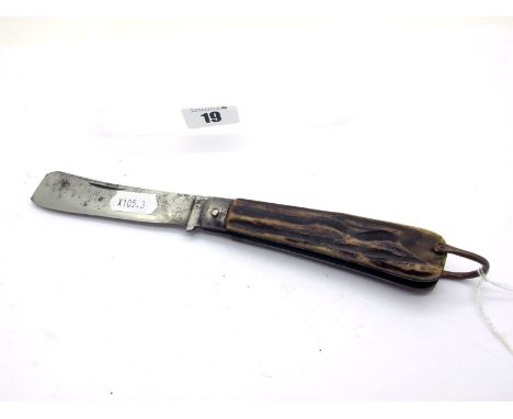 Thomas Turner &amp; Co (Encore Works); Sailors Knife, stag scales. copper lanyard ring, 12cm closed.