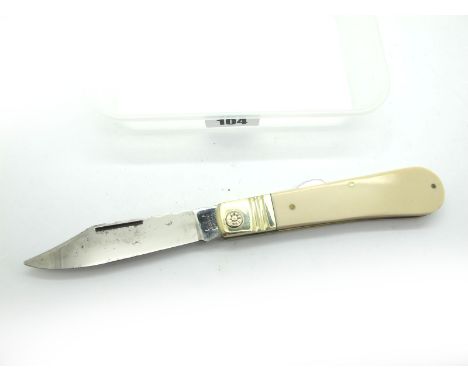 Lockwood Brothers Lock Knife, faux scales, n/s bolsters, brass linings, work back to spring and blade, 13cm.