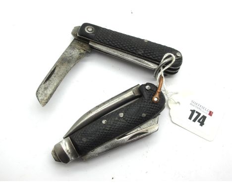 Military L. Wilson 1942 Jack Knife, single blade and tin opener, lanyard ring; 10cm; unnamed Military 1940 Jack Knife, Marlin