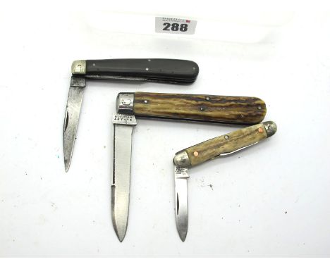 Pocket Knife, F. Ward &amp; Co Cutlery B 4 Any, stag scales, metal bolster, 10.5cm; I.X.L. Wostenholm, two blades, stag scale