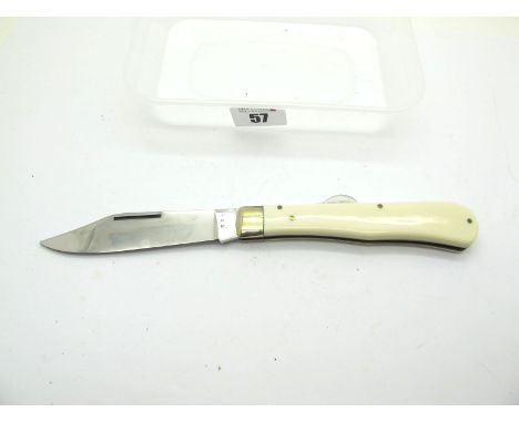 Lockwood Brothers Sheffield Knife, single blade, lock knife, faux ivory scales, n/s bolster, 13cm closed.